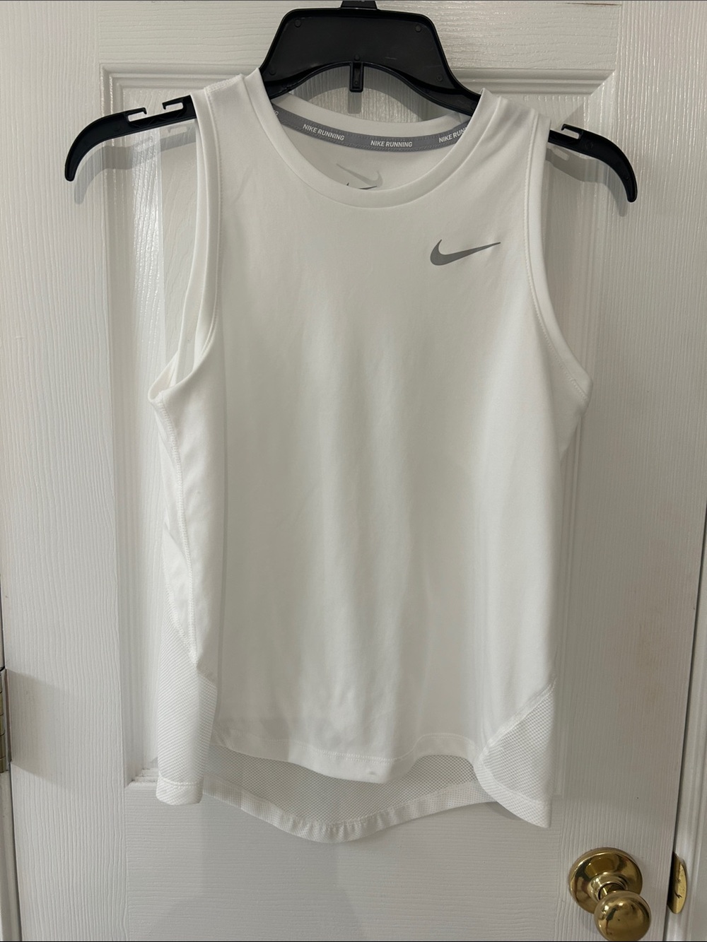 Nike White Women's Athletic Dri-FIT Tank with Gray Swoosh